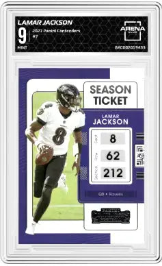 Lamar Jackson football card from 2001 Panini Contenders Lamar Jackson series