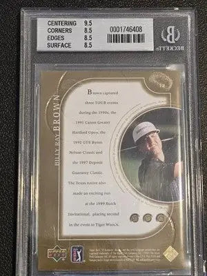Graded Billy Ray Brown golf trading card from 2001 SP Authentic series