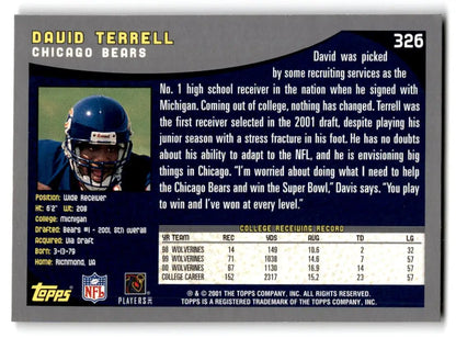 2001 Topps #326 David Terrell - Trading Card