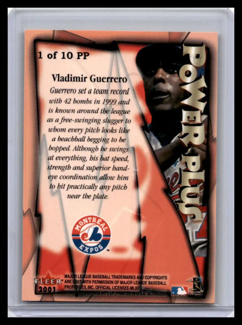 Baseball trading card featuring Montreal Expos logo and Vladimir Guerrero details
