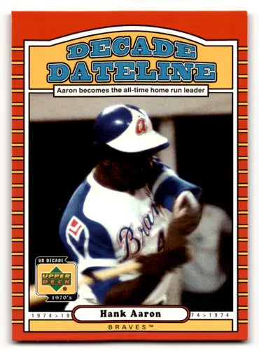 Original gloss Hank Aaron baseball card from 2001 Upper Deck Decade 1970s