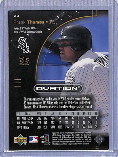 Baseball card featuring Frank Thomas from the Upper Deck Ovation series