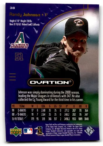 2001 Upper Deck Ovation Randy Johnson baseball card NM Near Mint Diamondbacks ID 64196