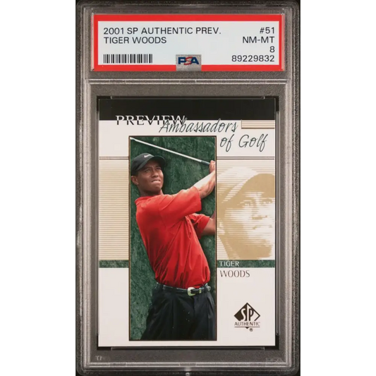 2001 Upper Deck SP Authentic Preview #21 Tiger Woods PSA 8 NM-MT Golf Card