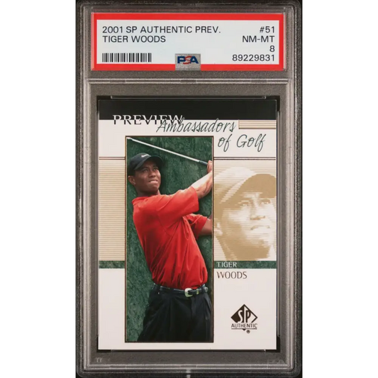 2001 Upper Deck SP Authentic Preview #21 Tiger Woods PSA 8 NM-MT Golf Card