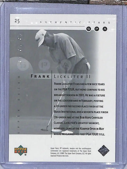 Trading card of Frank Lickliter in swing motion from Upper Deck Authentic Preview