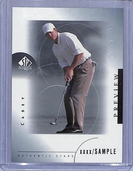Golf trading card of Casey Martin in putting stance from 2001 Upper Deck SP Authentic Preview