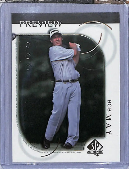 Trading card of Bob May in gray uniform, part of Upper Deck SP Authentic Preview