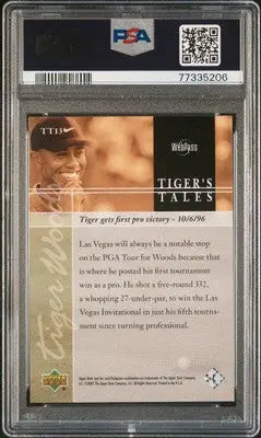 Upper Deck Tiger’s Tales Tiger Woods trading card graded PSA 8