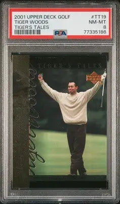 Graded Upper Deck Tiger Woods Tales Tiger Woods golf card PSA 8