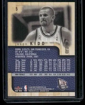 2002-03 Fleer Genuine Jason Kidd #5 Basketball - Basketball Card