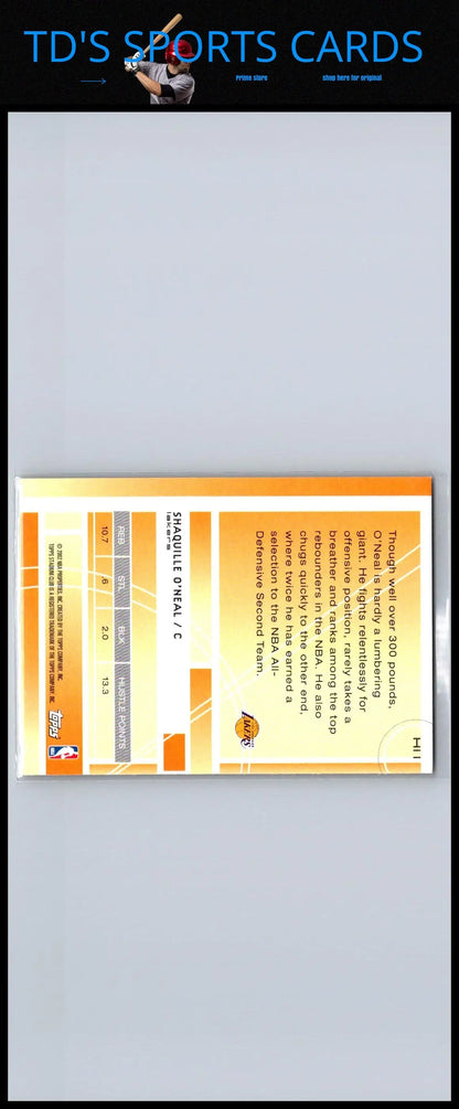 2002-03 Stadium Club H11 Shaquille O’Neal basketball card The Hustlers edition