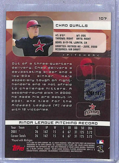 Chad Qualls Auto Houston Astros baseball card featuring a minor league pitcher