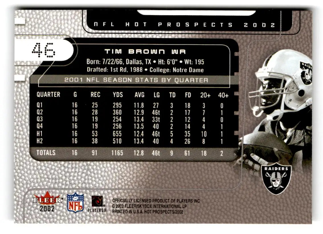 2002 Fleer Hot Prospects #46 Tim Brown - Trading Card