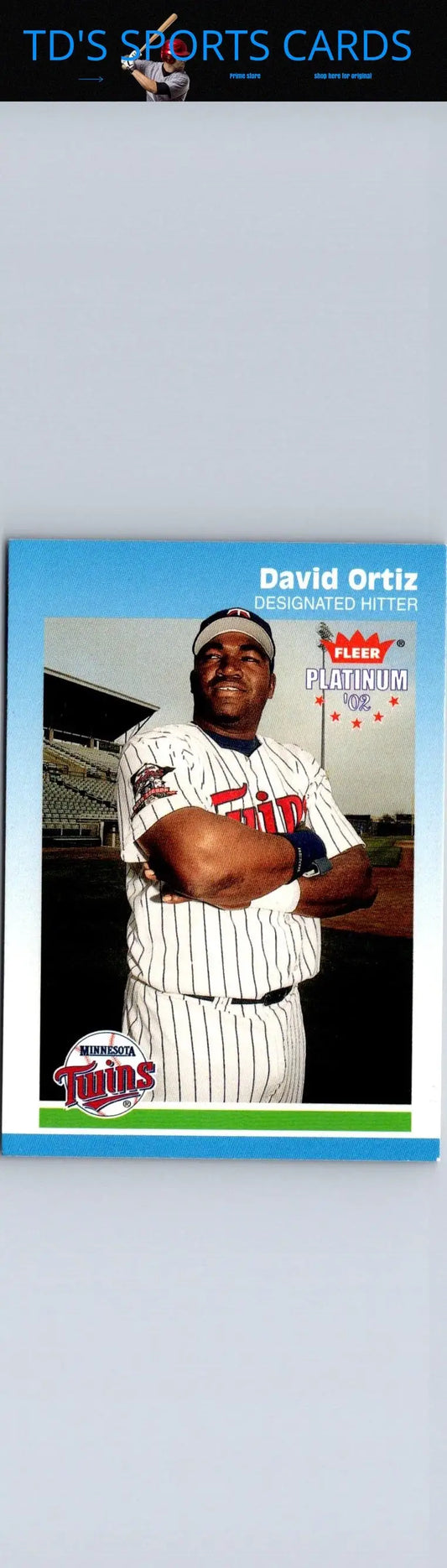 David Ortiz 2002 Fleer Platinum #189 trading card showcasing the baseball legend