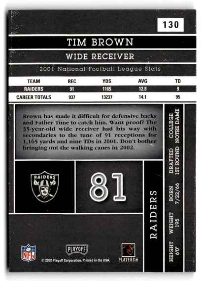 2002 Playoff Absolute Memorabilia #130 Tim Brown - Trading Card