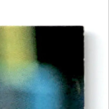 Abstract canvas art with yellow, blue, and black for 2002 Playoff Football Prestige Jerry Rice Oakland Raiders