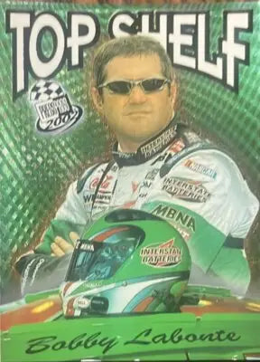 Bobby Labonte trading card from 2002 Press Pass Top Shelf series showcasing NASCAR collectible