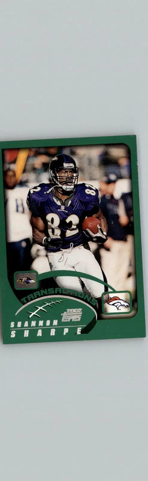 Shannon Sharpe football card from 2002 Topps featuring Shannon Sharpe Denver Broncos
