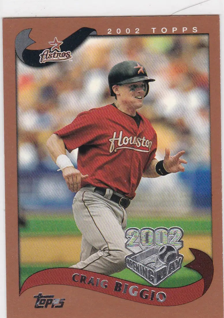 A 2002 Topps baseball card of Craig Biggio.