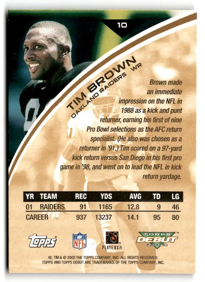 2002 Topps Debut #10 Tim Brown - Trading Card
