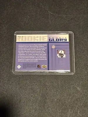 Protected Edgerrin James rookie football card from 2002 UD Piece of History James Rookie Glory