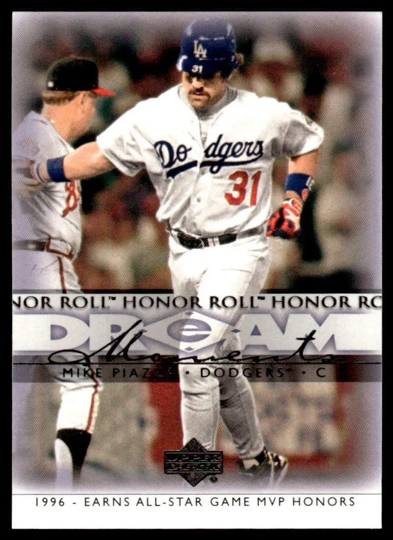 Baseball card of Mike Piazza rounding the bases from 2002 Upper Deck Honor Roll