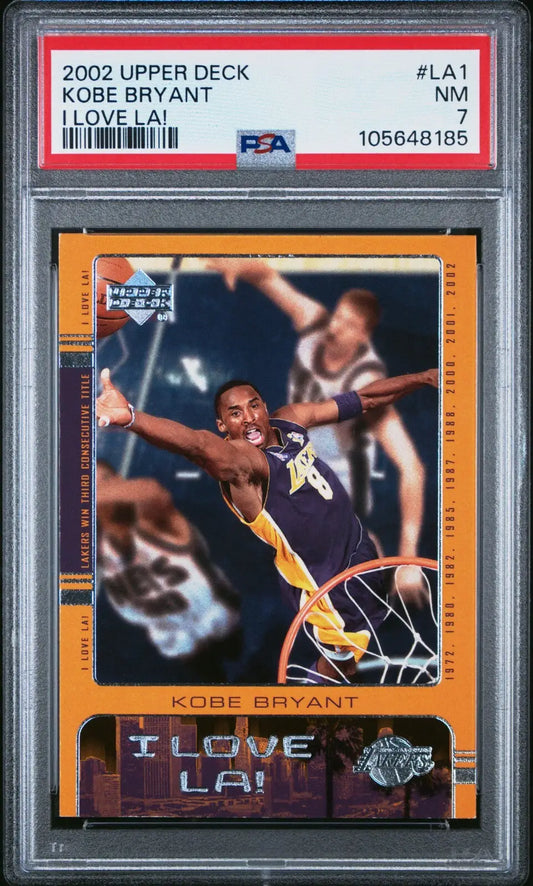 Graded Kobe Bryant Upper Deck trading card 2002 Upper Deck #LA1 I Love LA PSA 7