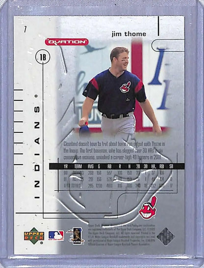 Baseball card of Jim Thome in black uniform from Upper Deck Ovation series