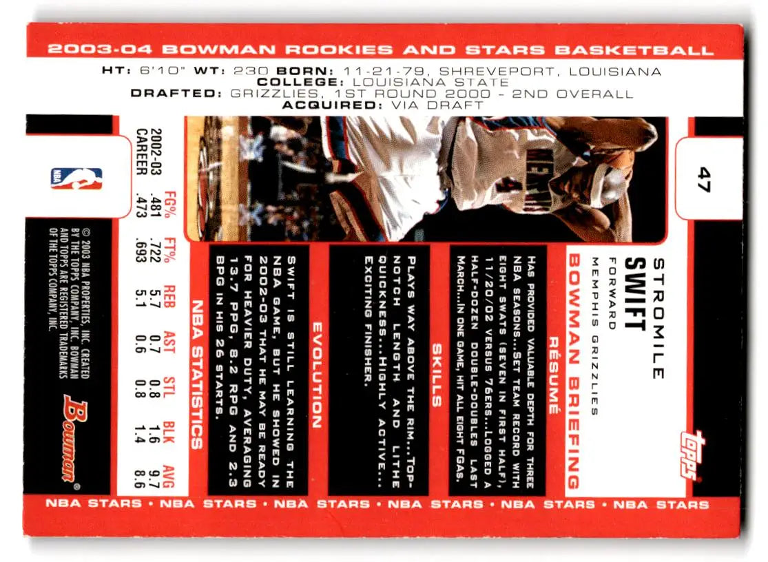 2003-04 Bowman #47 Stromile Swift - Trading Card