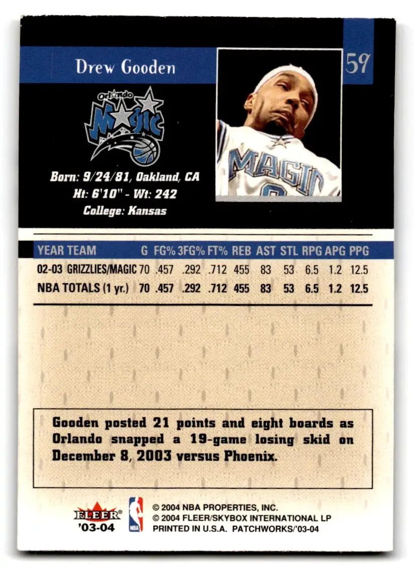 2003-04 Fleer Patchworks #59 Drew Gooden - Trading Card