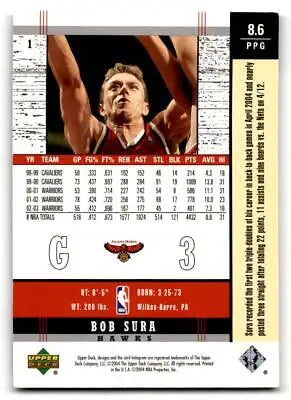 Bob Sura basketball card from 2003-04 Upper Deck Legends #1 collectible series
