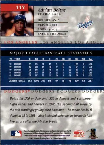 2003 Donruss Elite #117 Adrian Beltre NM-MT Dodgers