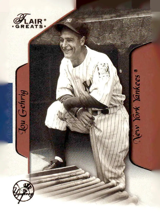 Lou Gehrig baseball card from 2003 Flair Greats #83, a must-have for collectors