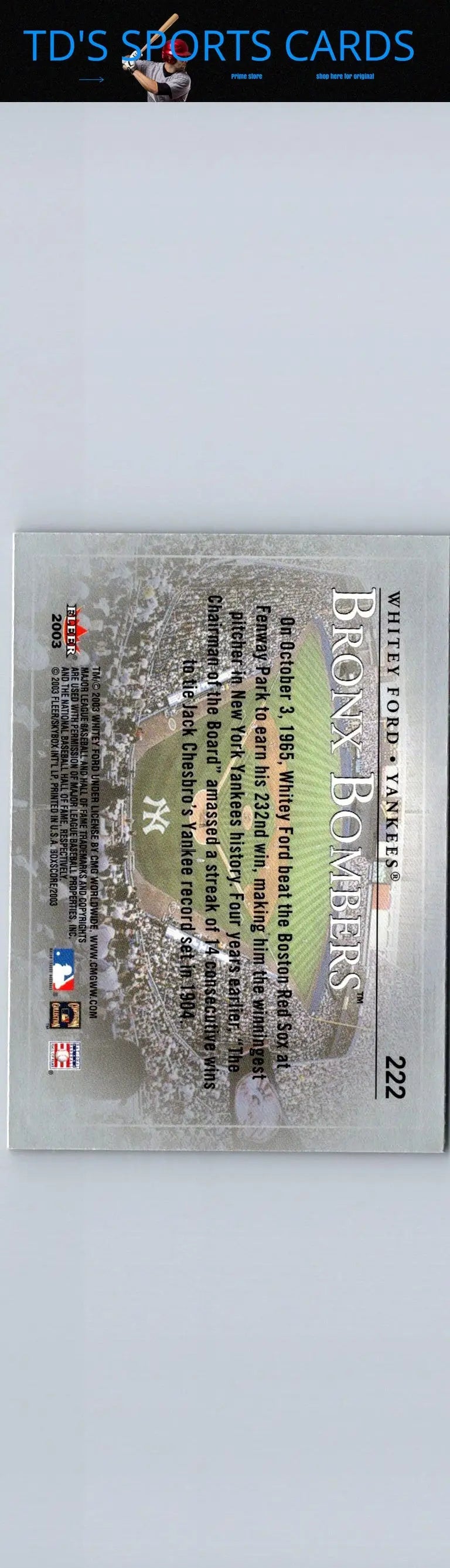 2003 Fleer Box Score #222 Whitey Ford baseball card collectible item