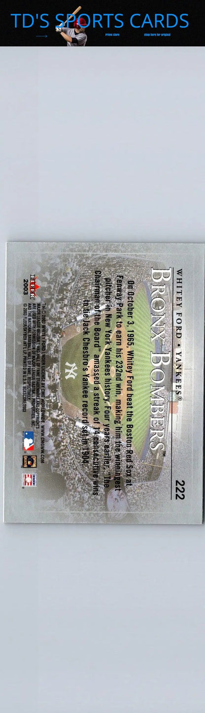 2003 Fleer Box Score #222 Whitey Ford baseball card collectible item