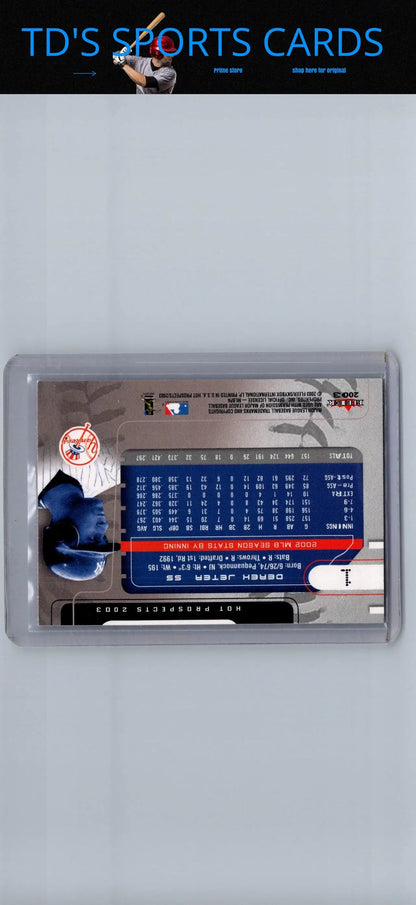 Derek Jeter 2003 Fleer Hot Prospects baseball card in protective case