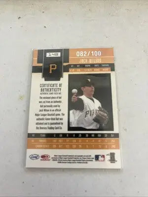 Leaf Certified Jack Wilson Baseball Card Blue Mirror /100 for collectible sports cards