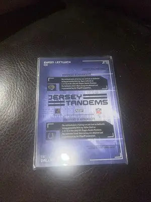 Encased football card from 2003 Playoff Honors Tandems series featuring Dallas Clark and Byron Leftwich