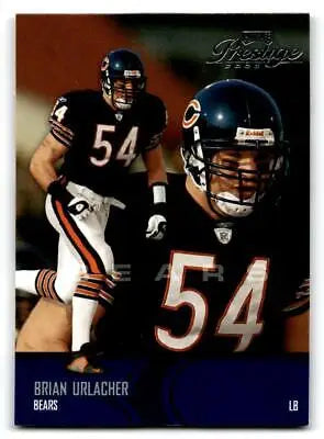 Brian Urlacher 2003 Playoff Prestige trading card featuring NFL star and Hall of Famer
