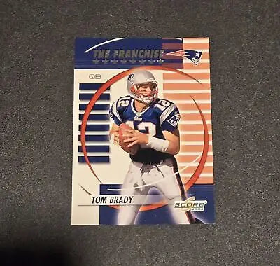 Tom Brady NFL trading card from 2003 Score The Franchise showing England Patriots player