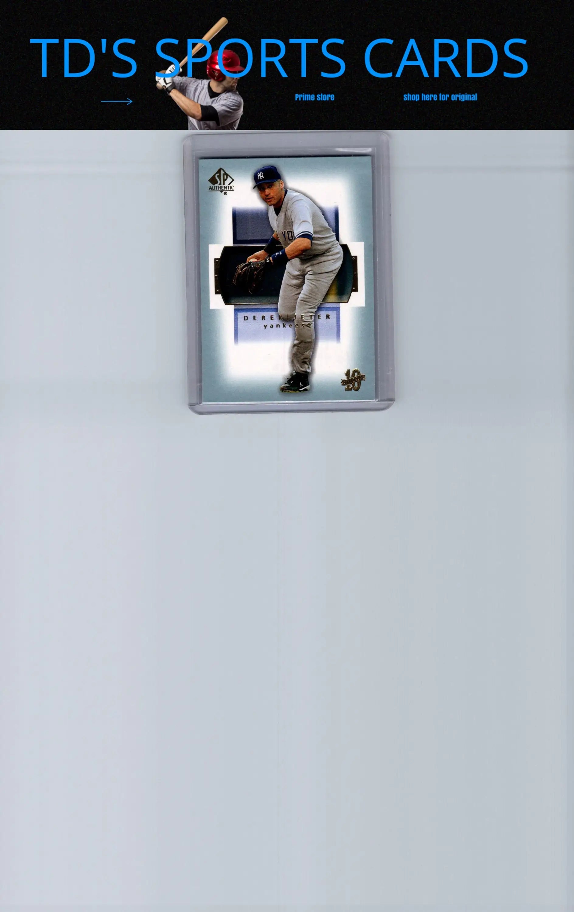 Framed Derek Jeter baseball card from 2003 SP Authentic #39 product showcasing collectible memorabilia