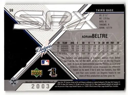 2003 SPx #59 Adrian Beltre NM-MT Dodgers