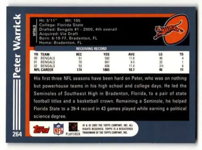 Peter Warrick Cincinnati Bengals football card with original gloss 2003 Topps #264 EX/N