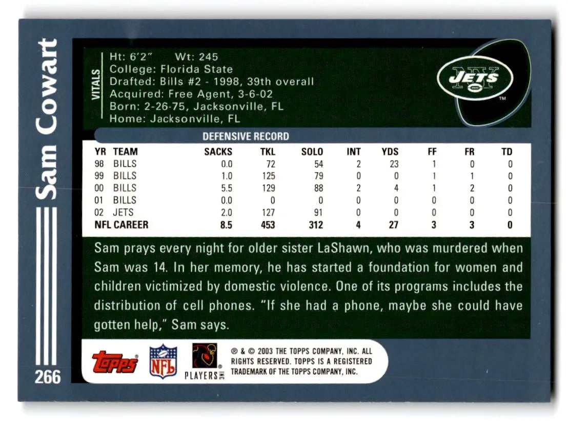 2003 Topps #266 Sam Cowart - Trading Card