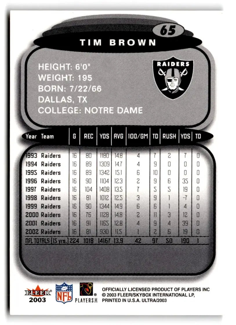 2003 Ultra #65 Tim Brown - Trading Cards