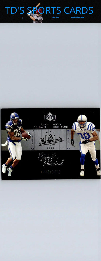 Football trading card featuring Reche Caldwell and Marvin Harrison from Upper Deck Pros