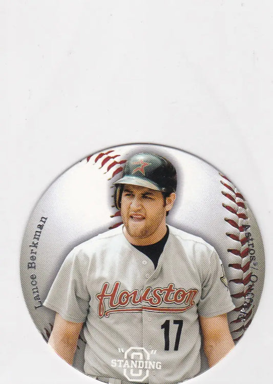Baseball card featuring Lance Berkman outstanding disc in Houston Astros uniform