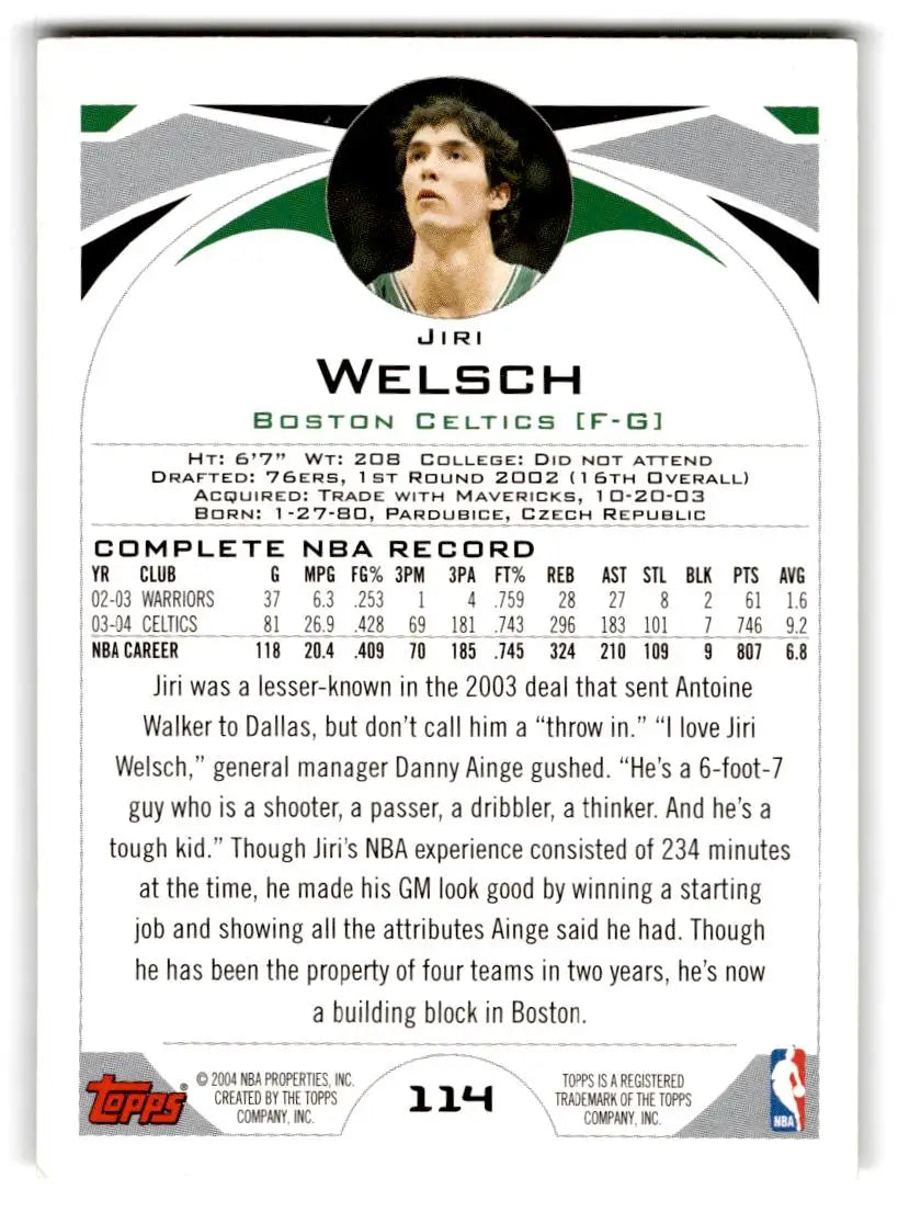 2004-05 Topps #114 Jiri Welsch - Trading Card