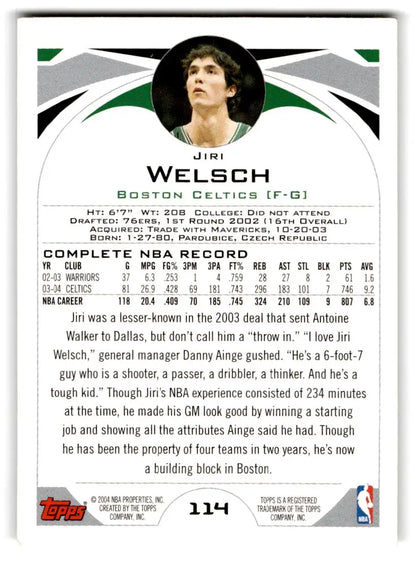 2004-05 Topps #114 Jiri Welsch - Trading Card